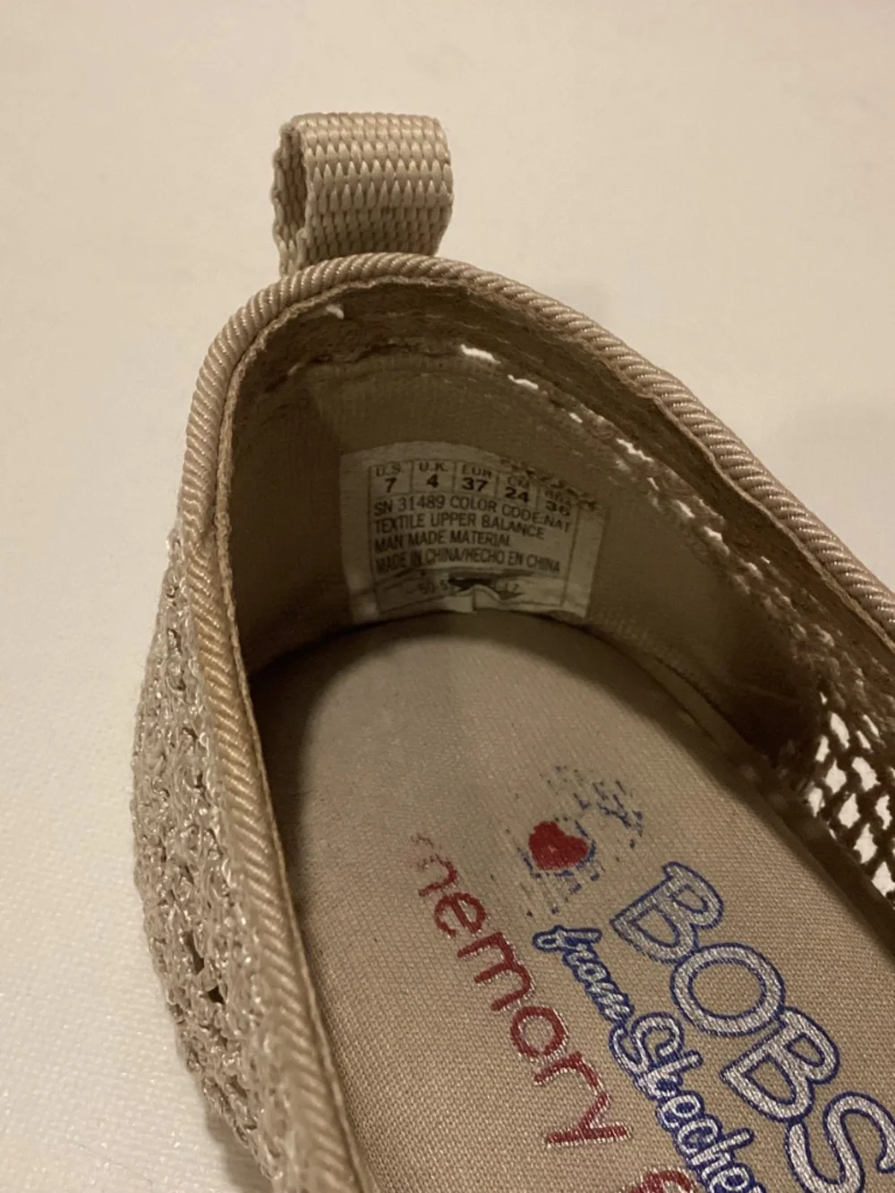Floral mesh fabric slip-on memory foam shoes, Bobs by Sketchers, size 7
